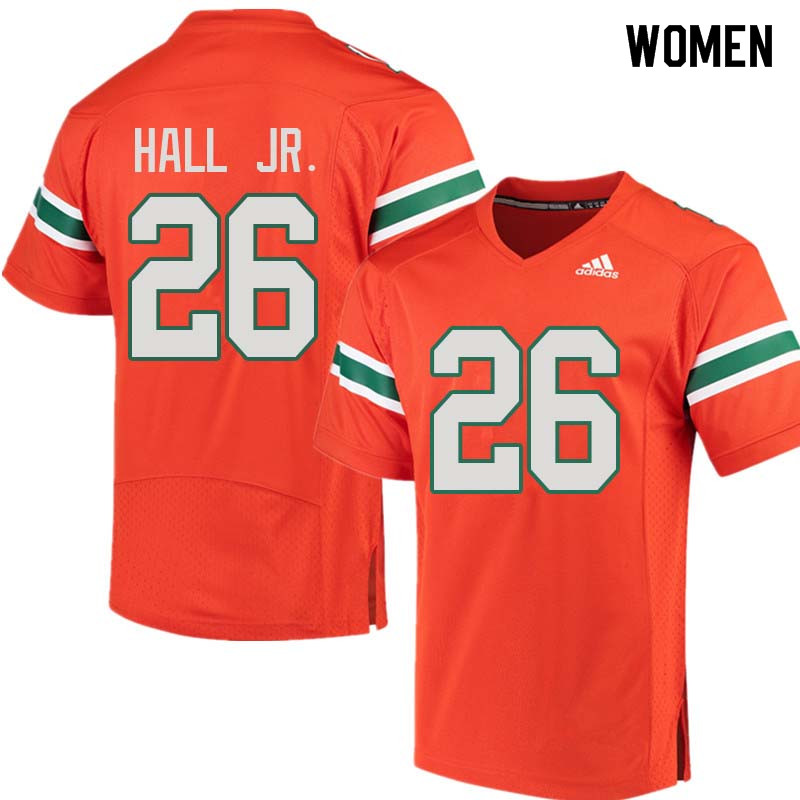 Women Miami Hurricanes #26 Gurvan Hall Jr. College Football Jerseys Sale-Orange